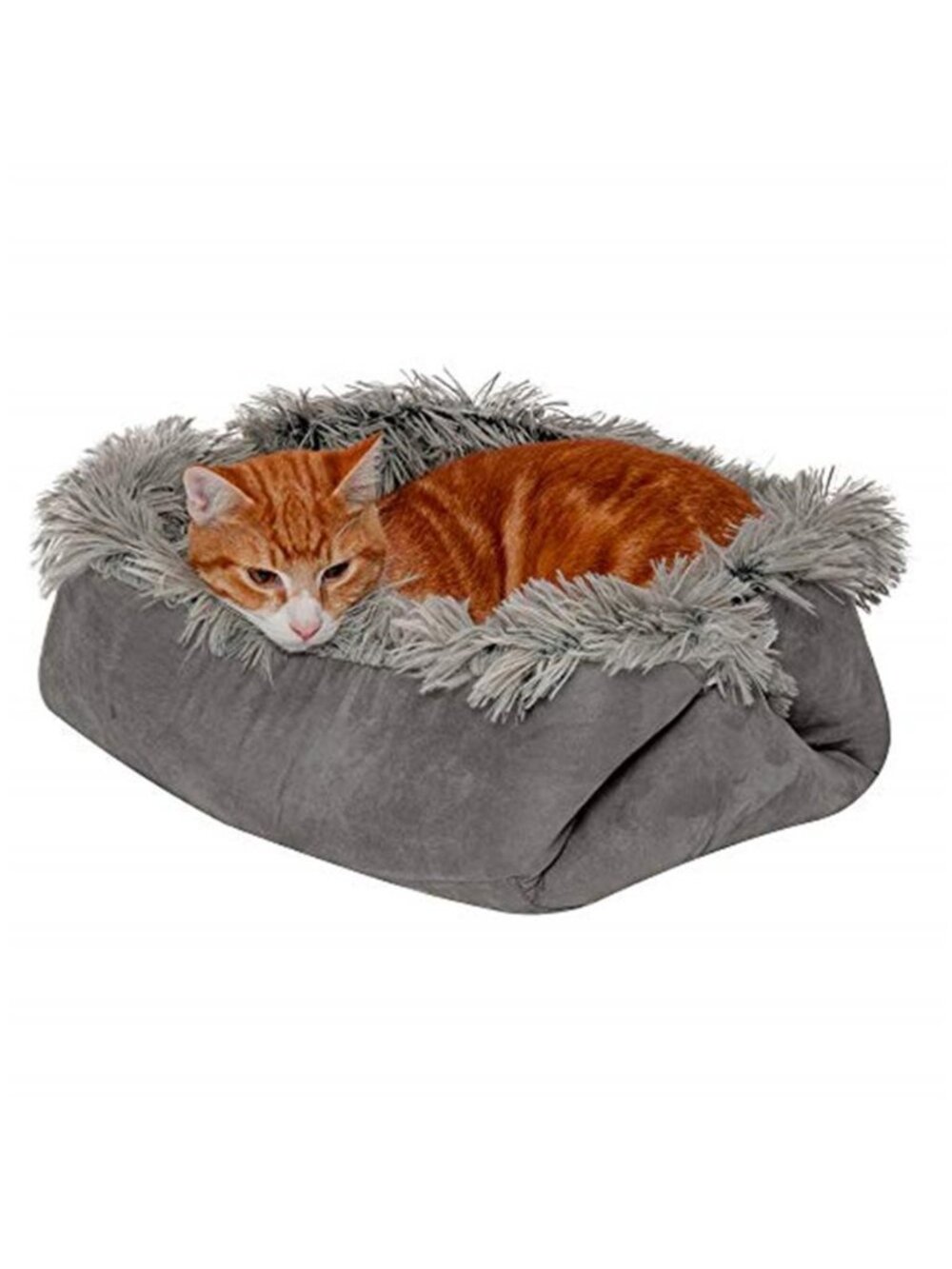 Self Warming Cat Dog Bed Thermal Pet Cuddler Plush Fur Mat Small Gray Washable